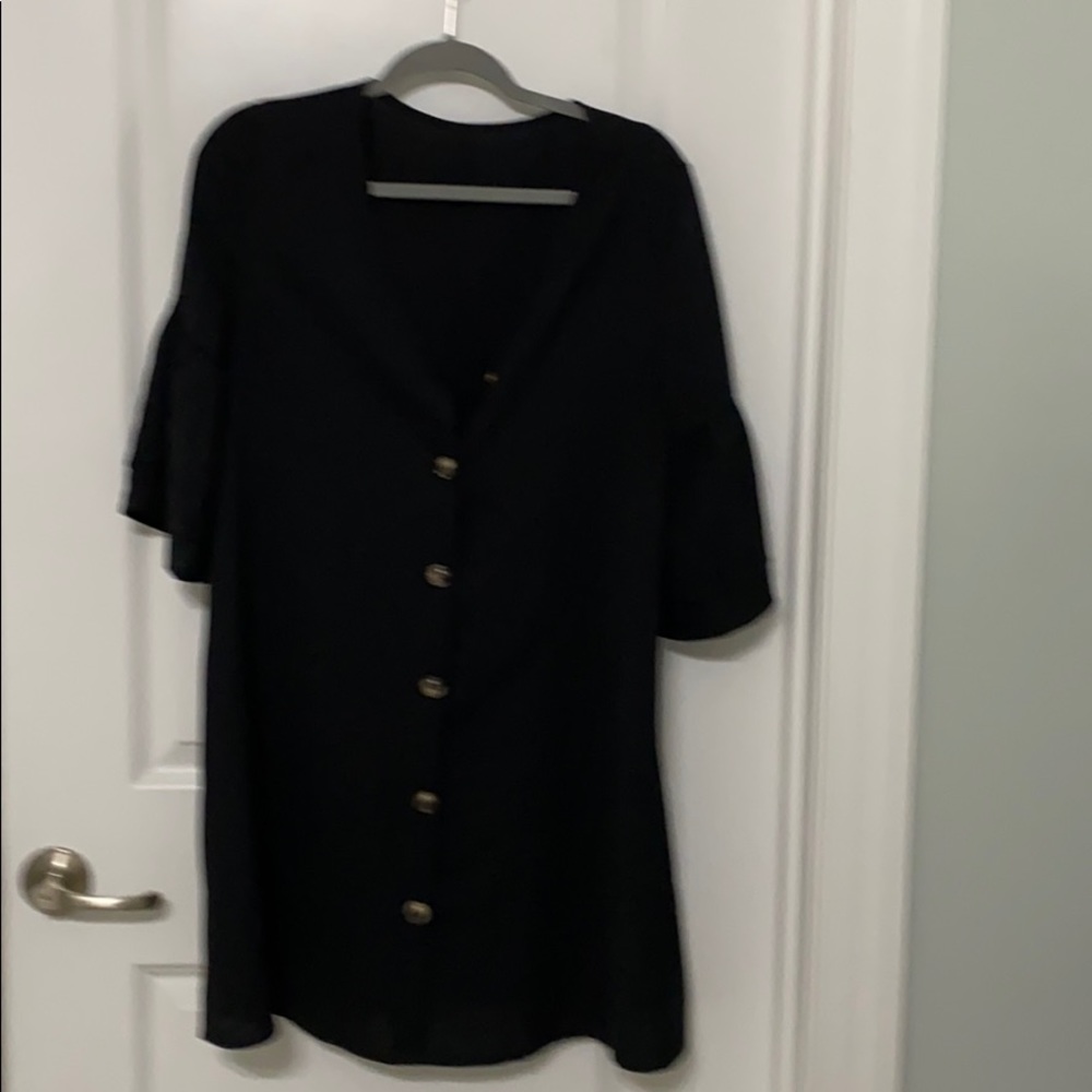 Black front button dress